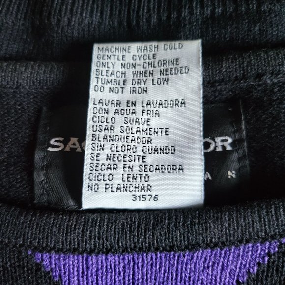 Sag Harbor Womans Black Pink Purple Harlequin Graphic Pullover Short Sleeve Shir - Picture 8 of 12